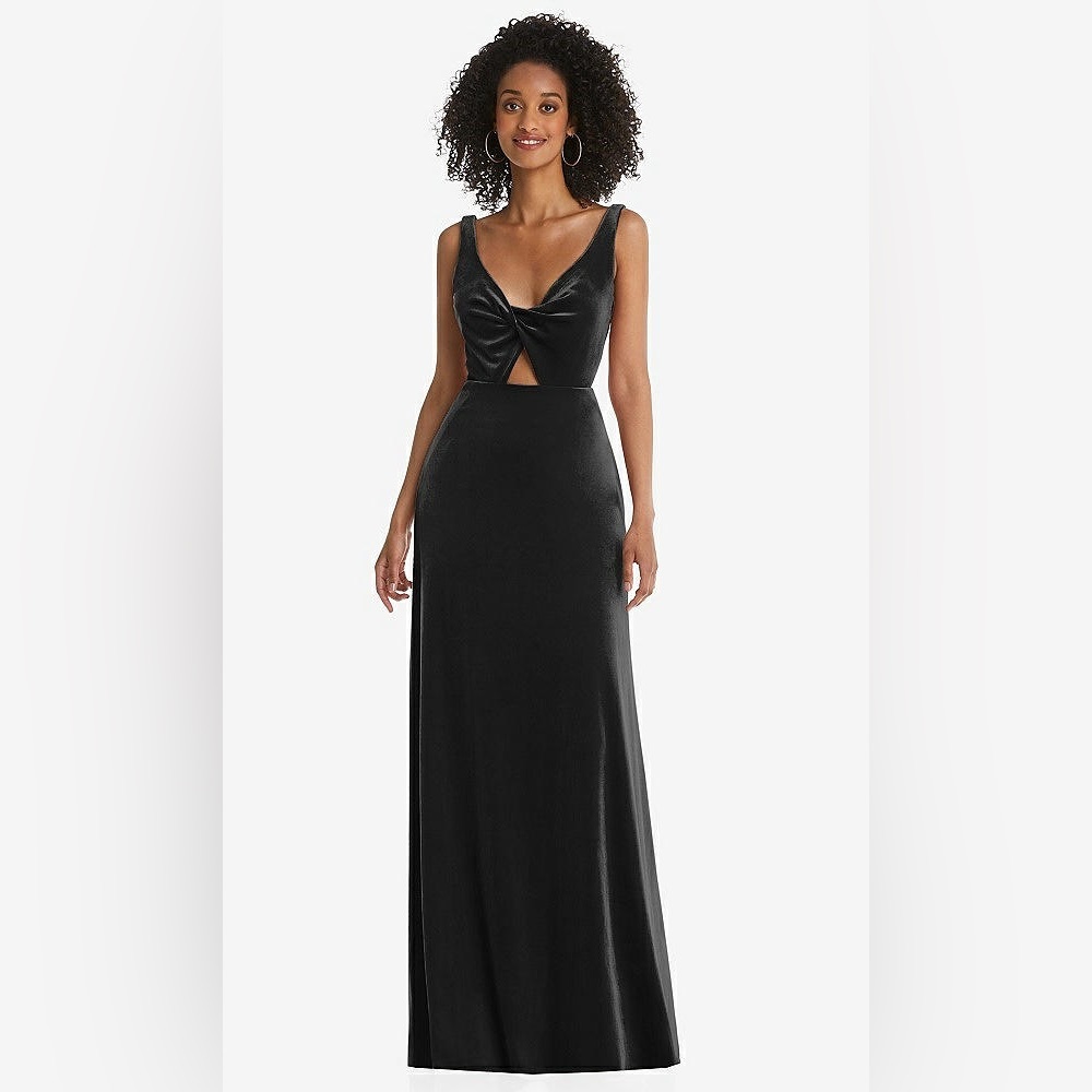 Lovely - Twist front cutout velvet maxi dress - cameron in black Size 10